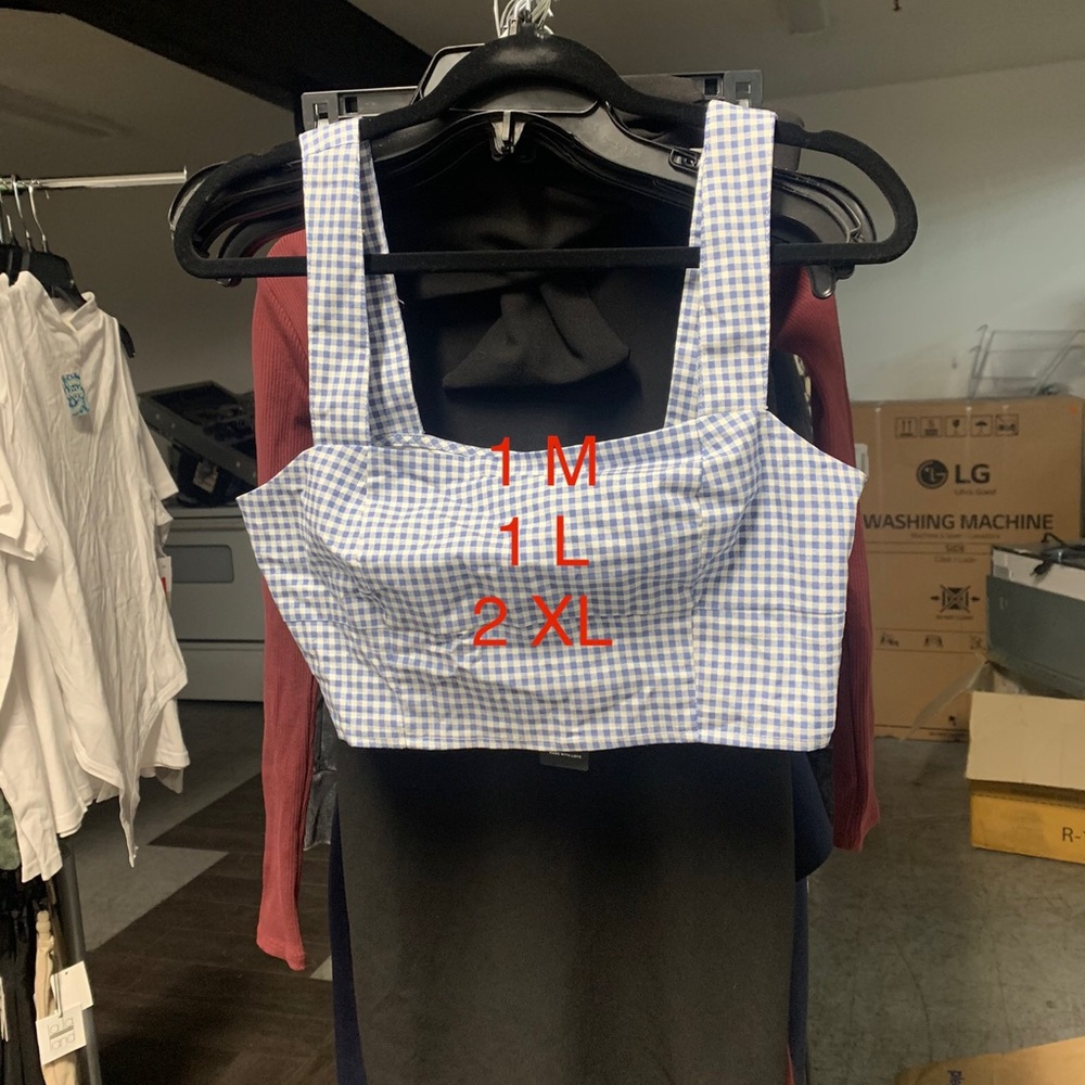 Lulus follow the sun blue gingham crop top - Picture 2 of 3